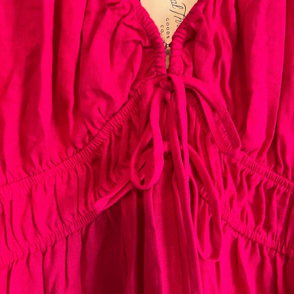 Universal Thread Women's Pink Tie-Front Puff Sleeve Midi Dress - Small - NWT - Picture 8 of 11